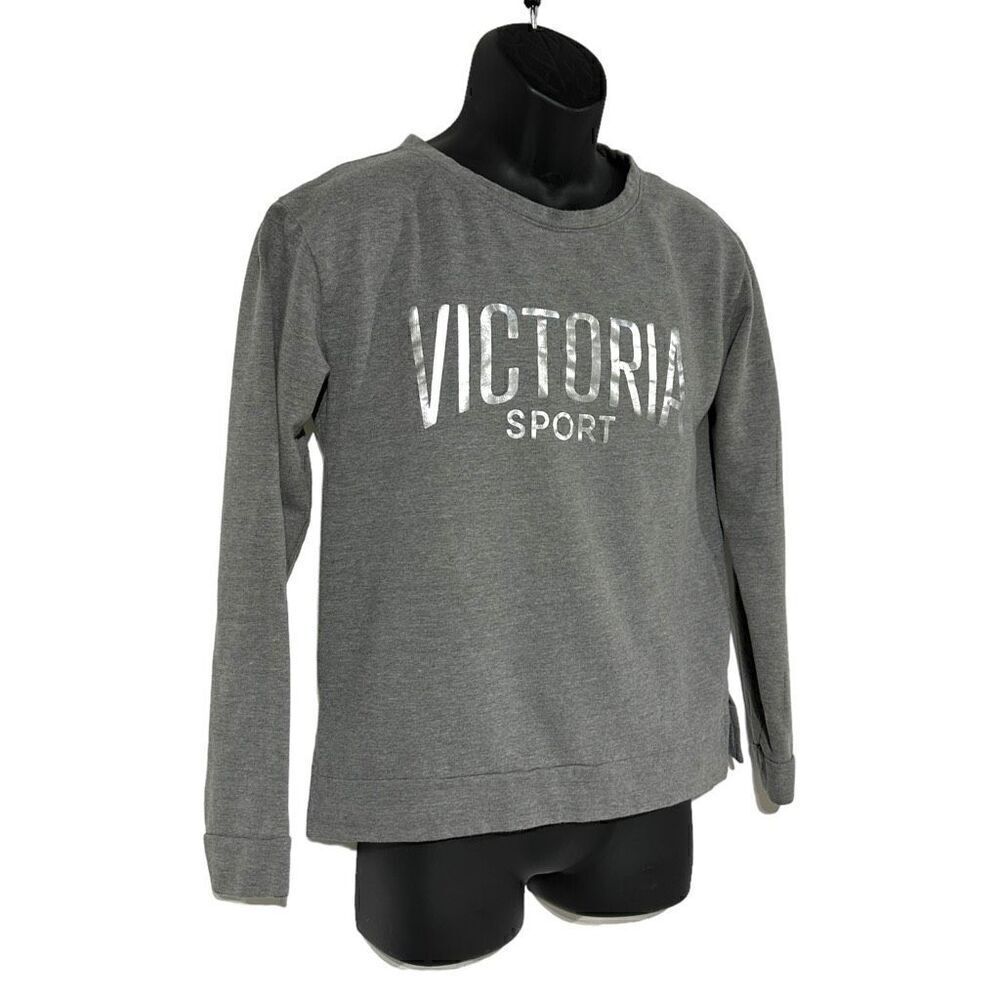 Victoria's Secret Womens Gray Long Sleeve Crew Neck Graphic Print Sweatshirt Siz - Picture 2 of 15